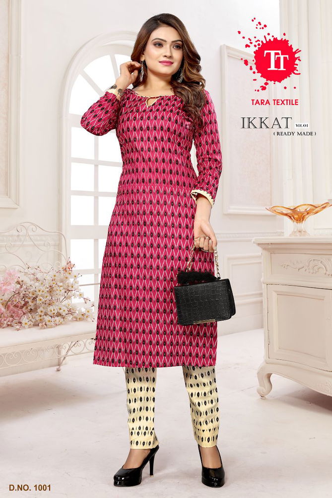 Ikkat Vol 1 By Tara Cotton Printed Kurti With Bottom Wholesale Shop In Surat
